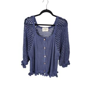 Crochet Knit Blue Cardigan